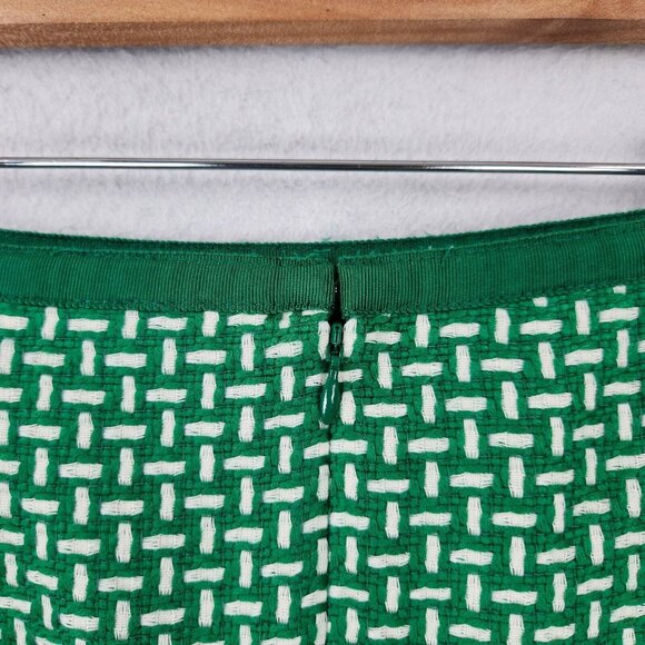 Talbots Skirt Womens 12 Petites Green White Basket Weave Pattern Pencil Career - Picture 8 of 10